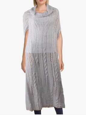 Free People Pirouette Wool Blend Open Stitch Cowl Neck Tunic Sweater Lilac XS/S